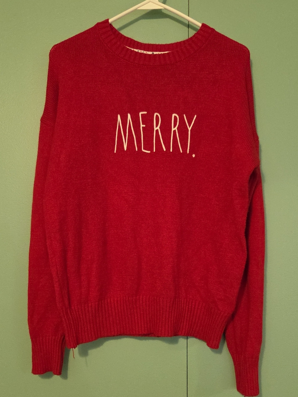 Rae Dunn Merry Red Crewneck Sweater Christmas Holiday Size Medium